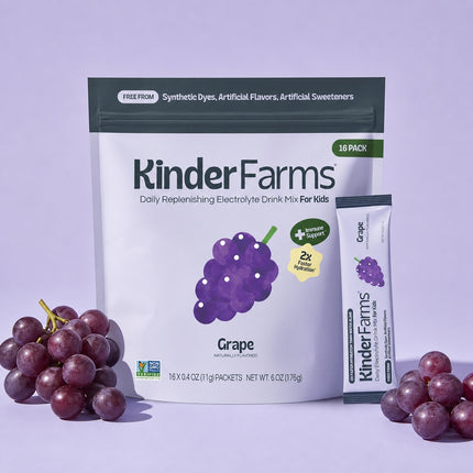 KinderFarms Daily Replenishing Electrolyte Drink Mix For Kids Grape