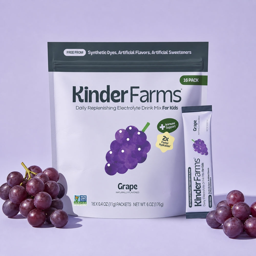 KinderFarms Daily Replenishing Electrolyte Drink Mix For Kids Grape