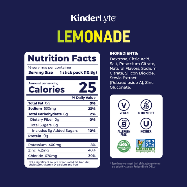 KinderLyte® 16ct Electrolyte Powder Lemonade