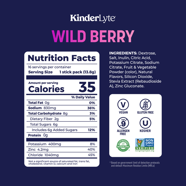 KinderLyte® 16ct Advanced Electrolyte Powder Wild Berry