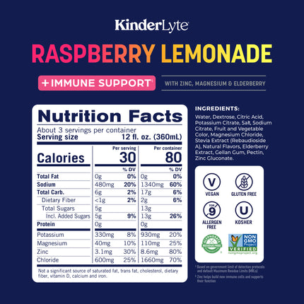 KinderLyte® PLUS Immune Oral Electrolyte Solution Raspberry Lemonade