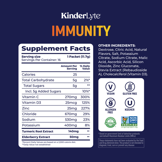 KinderLyte® 16ct Herbal Immunity Supplement Orange Citrus