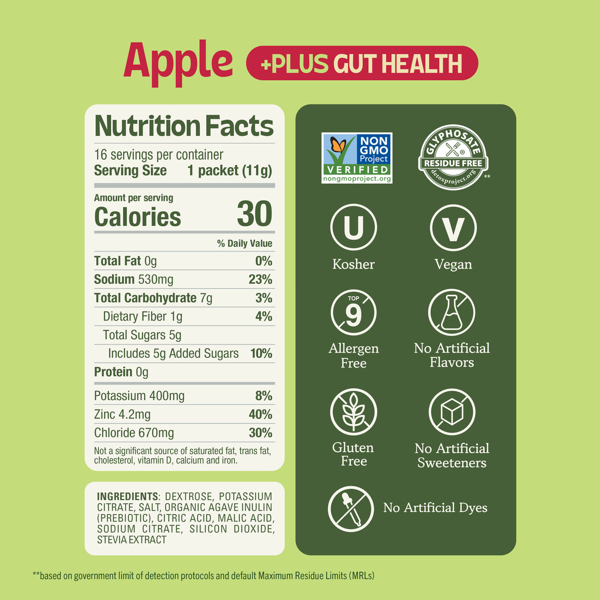 KinderFarms Plus Gut Health Daily Hydration Electrolyte Drink Mix For Kids Apple (Item 2 of 5)