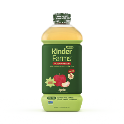 New 2026 packaging — KinderLyte® PLUS Gut Health Oral Electrolyte Solution Apple
