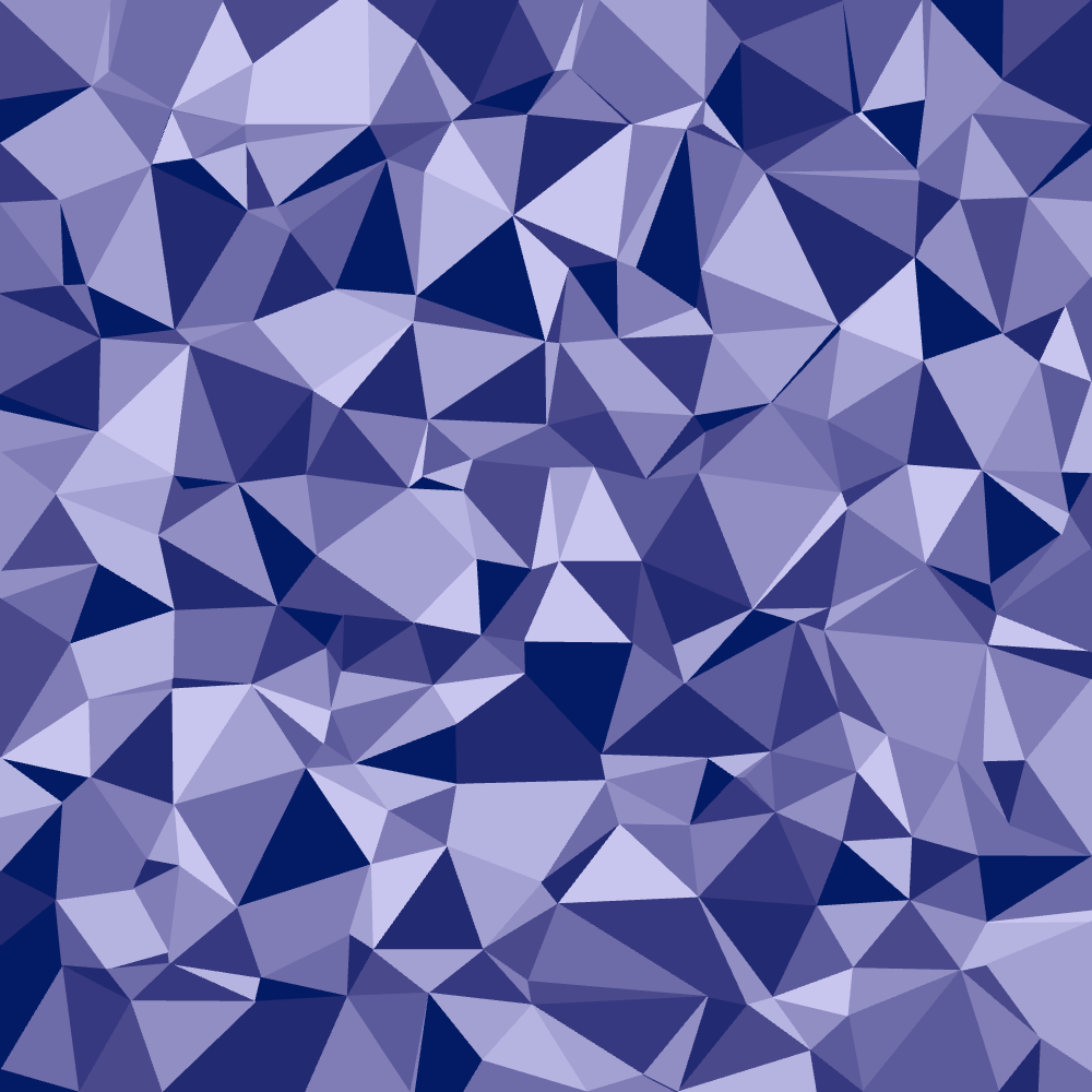 A full-frame abstract geometric pattern made of irregular polygon facets in multiple shades of blue and lavender-purple.