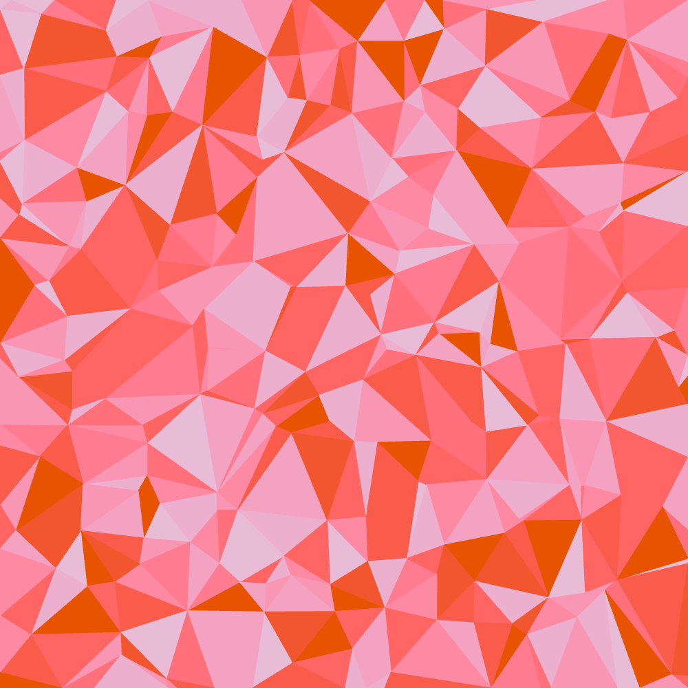 A seamless geometric pattern made of pink, coral, and orange triangles.