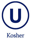 A blue circular 'U' logo with the word 'Kosher' underneath on a white background.