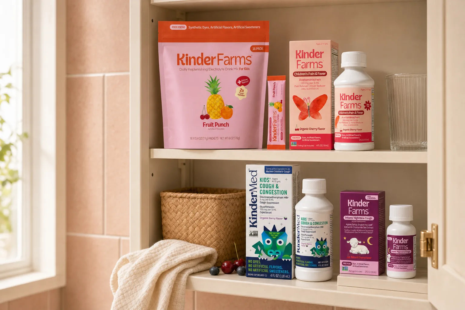 A thoughtfully stocked family medicine cabinet